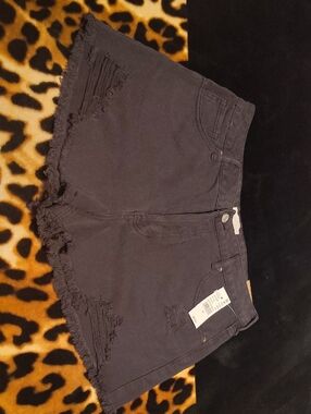 PacSun Black Distressed High-Rise Denim Shorts